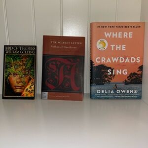 Book Set: Lord of the Flies, The Scarlet Letter, Where the Crawdads Sing